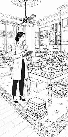 Chelsea project lead cataloging belongings in a crowded apartment